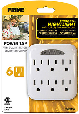6 OUTLET POWER TAP WHITE
