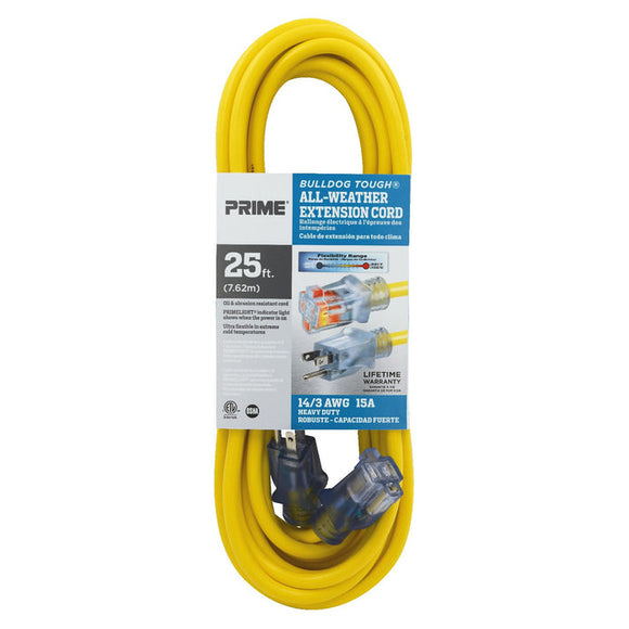 Prime Wire and Cable 25ft 14/3 SJTOW Bulldog Tough® Oil Resistant Extension Cord (25' 14/3)
