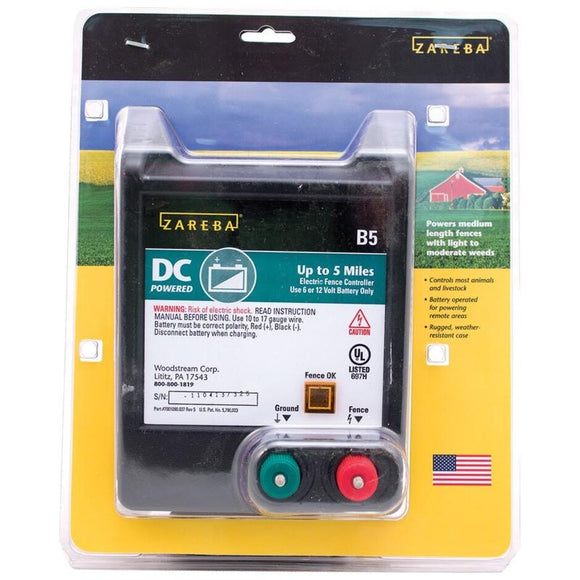 ZAREBA BATTERY OPERATED SOLID STATE FENCE CHARGER (5 MILE)
