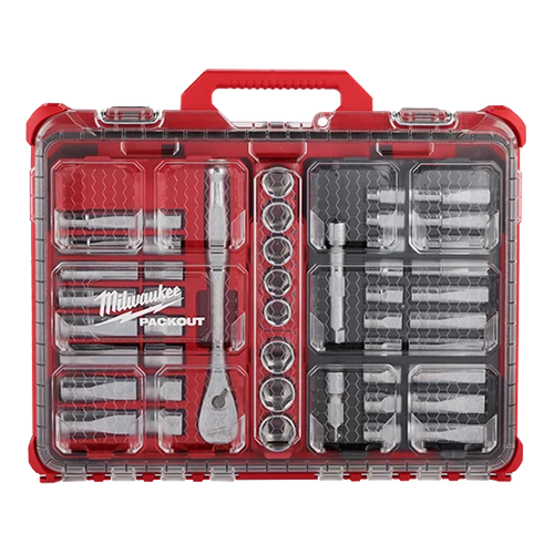 Milwaukee 47pc 1/2 Drive Ratchet & Socket Set with PACKOUT™ Low-Profile Organizer (47 PC)