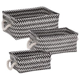 Zigzag Baskets, Black, 3-Pc.