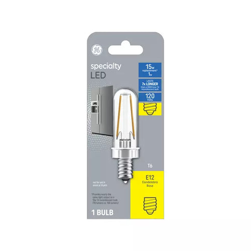 GE Specialty T6 LED Light Bulb Appliance Bulb 15 Watt Replacement E12 Candelabra Base