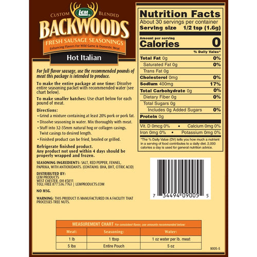 LEM Backwoods® Hot Italian Fresh Sausage Seasoning