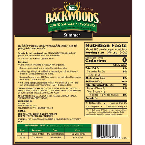 LEM Products Backwoods® Summer Sausage Cured Sausage Seasoning