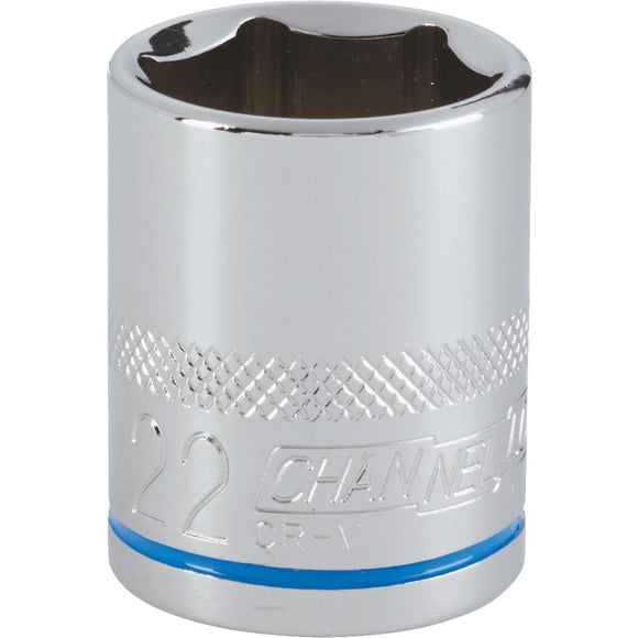 Channellock 1/2 In. Drive 22 mm 6-Point Shallow Metric Socket