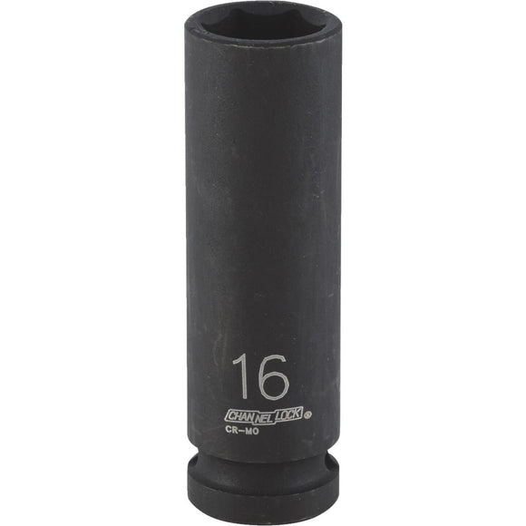 Channellock 1/2 In. Drive 16 mm 6-Point Deep Metric Impact Socket