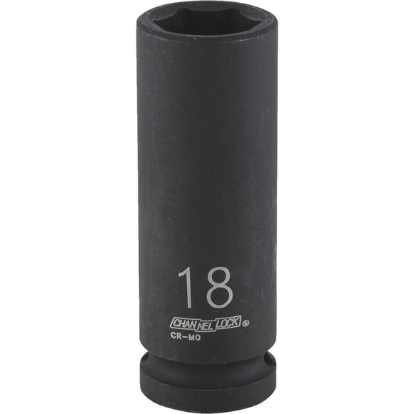 Channellock 1/2 In. Drive 18 mm 6-Point Deep Metric Impact Socket