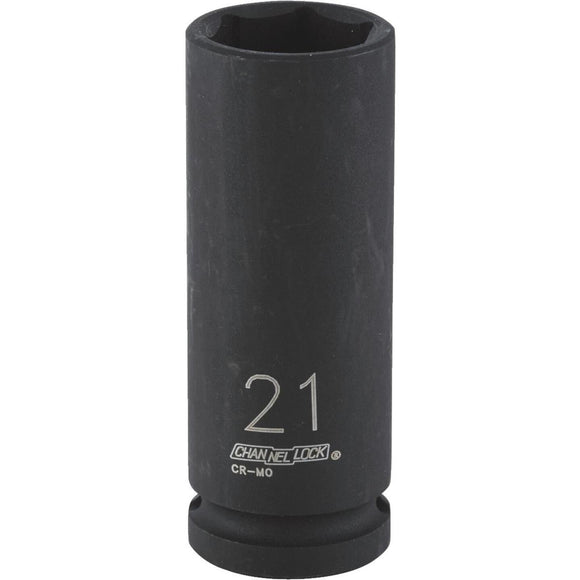 Channellock 1/2 In. Drive 21 mm 6-Point Deep Metric Impact Socket