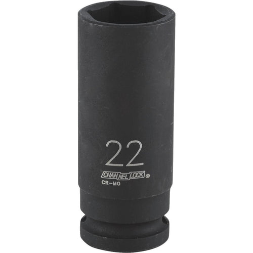 Channellock 1/2 In. Drive 22 mm 6-Point Deep Metric Impact Socket