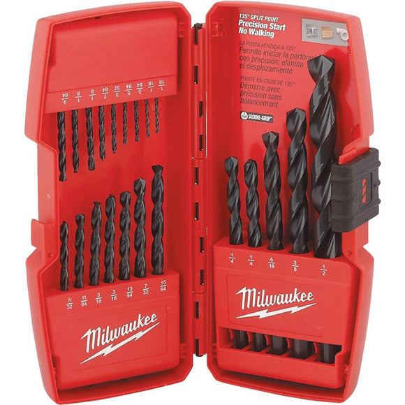 Milwaukee Thunderbolt 21-Piece Black Oxide Drill Bit Set, 1/16 In. thru 1/2 In.