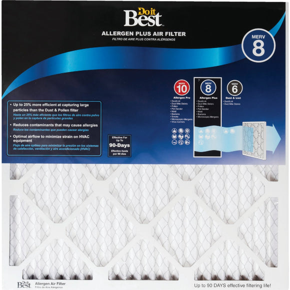 Do it Best 14 In. x 20 In. x 1 In. Allergen Plus MERV 8 Furnace Filter