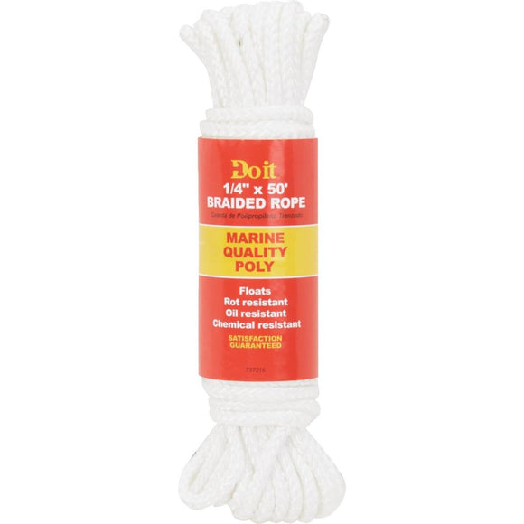 Do it 1/4 In. x 50 Ft. White Solid Braided Polypropylene Packaged Rope