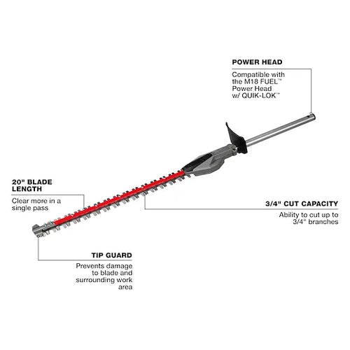 Milwaukee M18 FUEL™ QUIK-LOK™ Hedge Trimmer Attachment (3/4)