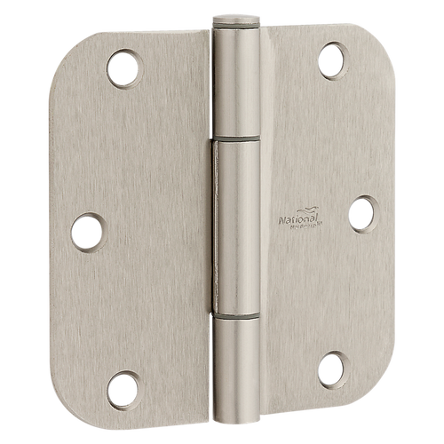 National Hardware Squeak Guard Door Hinges 5/8 In. Radius Round Corners 3.5, Satin Nickel