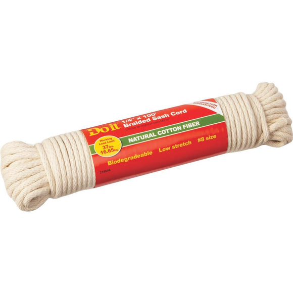 Do it 1/4 In. x 100 Ft. White Solid Braided Cotton Sash Cord