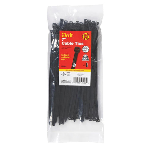 Do it 7 In. x 0.189 In. Black Molded Nylon Weather Resistant Cable Tie (100-Pack)