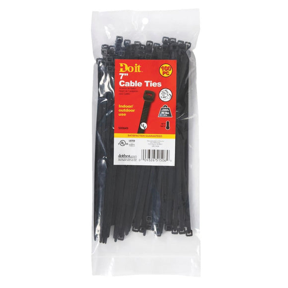 Do it 7 In. x 0.189 In. Black Molded Nylon Weather Resistant Cable Tie (100-Pack)
