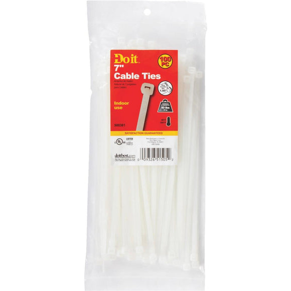 Do it 7 In. x 0.189 In. Natural Color Molded Nylon Cable Tie (100-Pack)