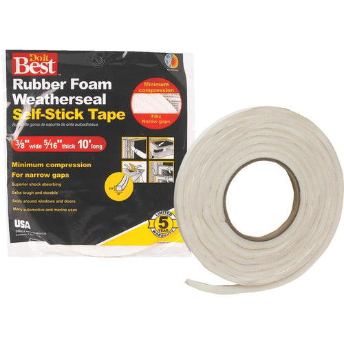 Do it Best 3/8 W x 5/16 T x 10' L White Foam Weatherstrip Tape