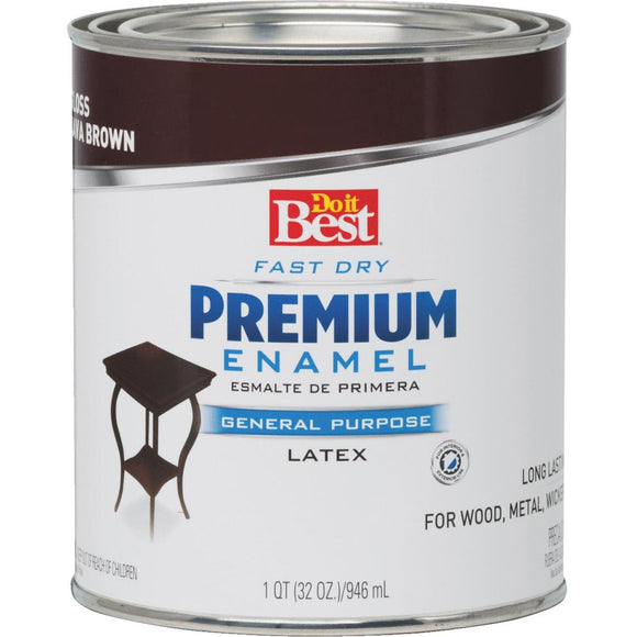 Do it Best Fast Dry Acrylic Latex Gloss Premium Enamel, Java Brown, 1 Qt.