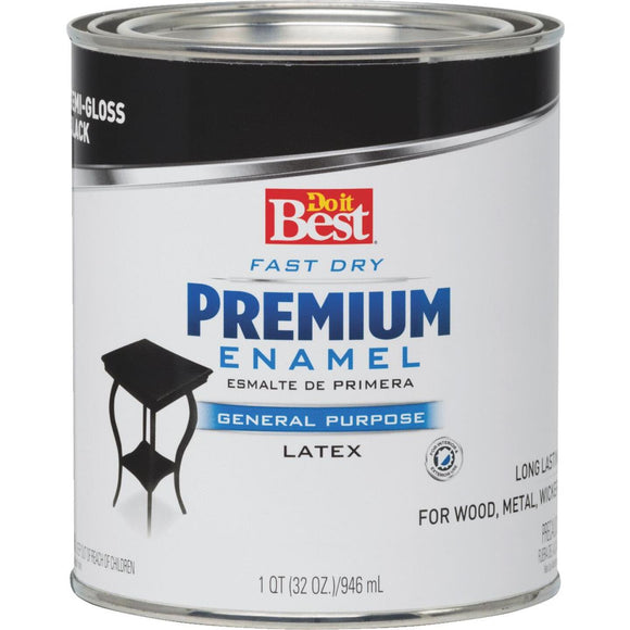 Do it Best Fast Dry Acrylic Latex Semi-Gloss Premium Enamel, Black, 1 Qt.