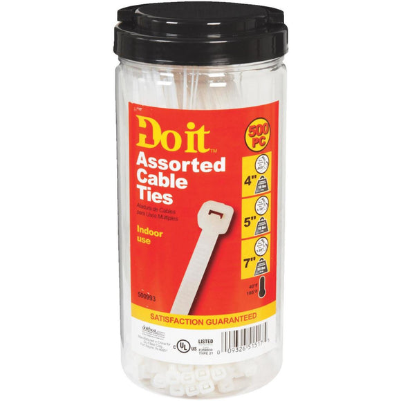 Do it Self-Locking Molded Nylon Natural Cable Tie Assortment (500-Piece)