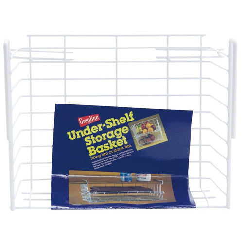 Grayline 10 In. W. x 6-1/4 In. H. x 12 In. L. Vinyl Coated Wire Undershelf Storage Basket, White