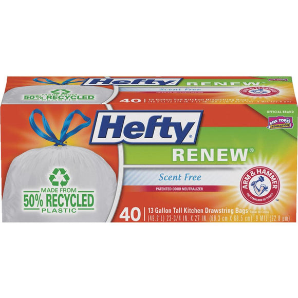Hefty Renew Scent Free 13 Gal. Tall Kitchen White Trash Bag (40-Count)