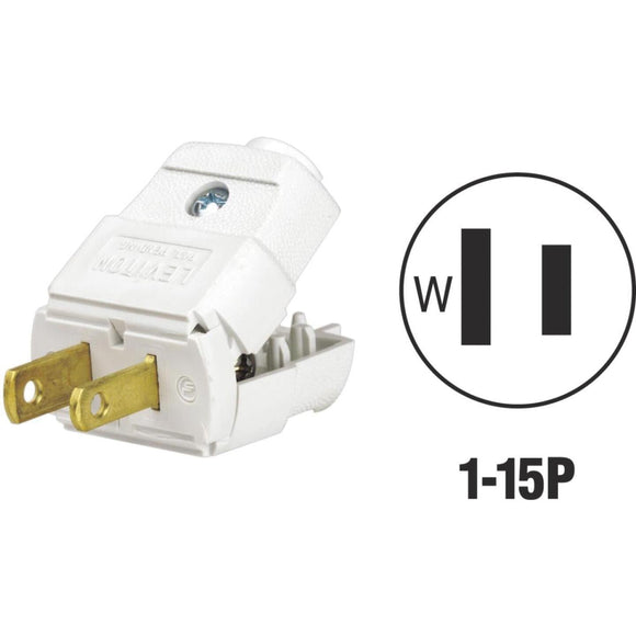 Leviton 15A 125V 2-Wire 2-Pole Clamp Tight Cord Plug, White