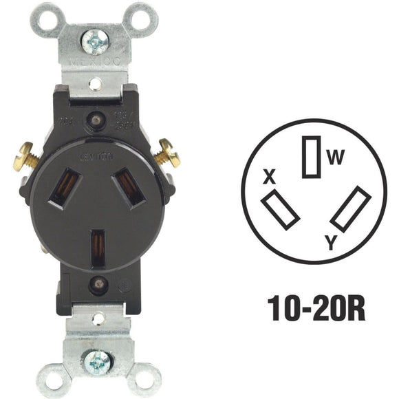 Leviton 20A Black Commercial Grade 10-20R Non-Grounding Single Outlet