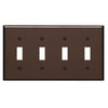 Leviton 4-Gang Plastic Toggle Switch Wall Plate, Brown