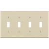 Leviton 4-Gang Plastic Toggle Switch Wall Plate, Light Almond