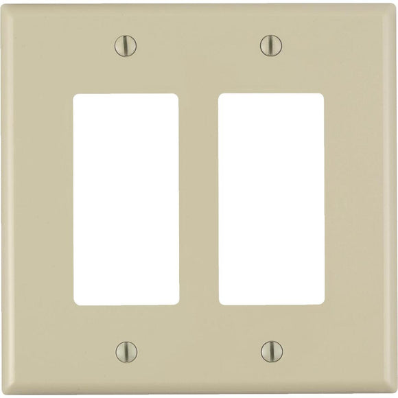 Leviton Decora 2-Gang Plastic Oversized Rocker Decorator Wall Plate, Ivory