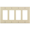 Leviton Decora 4-Gang Smooth Plastic Rocker Decorator Wall Plate, Light Almond