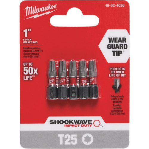 Milwaukee Shockwave T25 TORX Insert Impact Screwdriver Bit (5-Pack)
