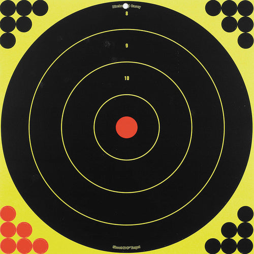 Birchwood Casey 34185 Shoot-N-C  Self-Adhesive Paper 17.25 Bullseye Yellow Target Paper w/Black Target & Red Accents 5 Per Pack