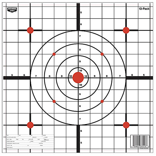 Birchwood Casey 37213 EZE-Scorer Sight-In Bullseye Hanging Paper Target 12 13 Per Pack