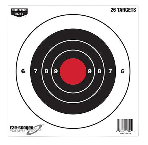 Birchwood Casey 37826 EZE-Scorer Bull's-Eye Bullseye Paper Target 8 x 8 26 Per Pack