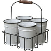 MILK HOUSE ENAMEL MINI BUCKET PLANTERS W/CARRIER