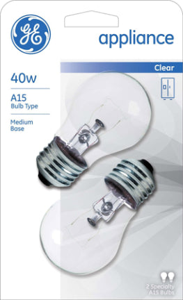 40W A15 Med Clear  Incandescent 2pk