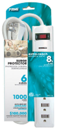 6-OUTLET 1000J  WHITE SURGE 8  CORD