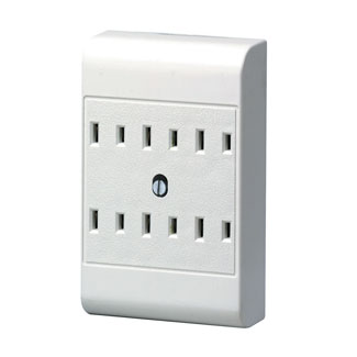 Leviton 15 Amp, 125 Volt, 2-Wire, 2-Pole 6-Outlet Adapter, Surface Mounting - White