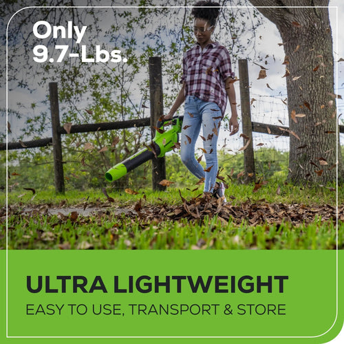Greenworks (2x24V) 585 CFM Cordless Battery Leaf Blower w/ (2) 4.0 Ah USB Batteries & Dual Port Charger