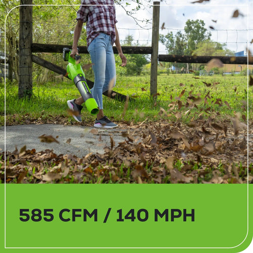 Greenworks (2x24V) 585 CFM Cordless Battery Leaf Blower w/ (2) 4.0 Ah USB Batteries & Dual Port Charger