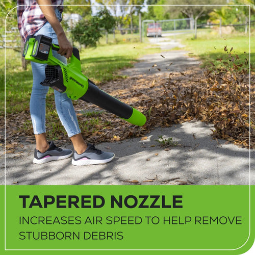 Greenworks (2x24V) 585 CFM Cordless Battery Leaf Blower w/ (2) 4.0 Ah USB Batteries & Dual Port Charger