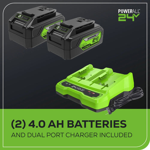 Greenworks (2x24V) 585 CFM Cordless Battery Leaf Blower w/ (2) 4.0 Ah USB Batteries & Dual Port Charger