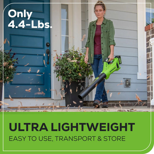Greenworks 450 CFM Cordless Battery Leaf Blower w/ 4.0 Ah USB Battery & Charger
