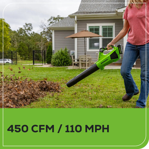 Greenworks 450 CFM Cordless Battery Leaf Blower w/ 4.0 Ah USB Battery & Charger