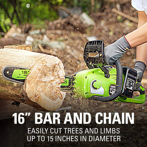 Greenworks 48V (2x24V) Cordless Battery Chainsaw w/ Two (2) 4.0Ah USB Batteries & Dual Port Charger