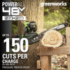 Greenworks 48V (2x24V) Cordless Battery Chainsaw w/ Two (2) 4.0Ah USB Batteries & Dual Port Charger
